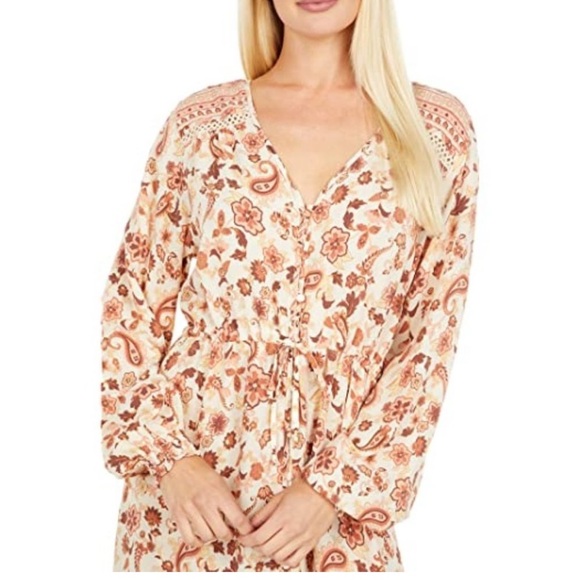 Rip Curl Dessert Dawn Maxi Dress Long Sleeve Small Floral Boho - Picture 3 of 12